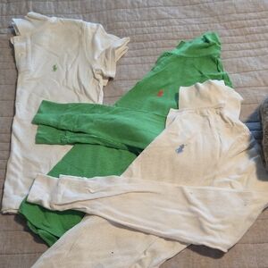 Ralph Lauren White and Green Polo Shirts SET